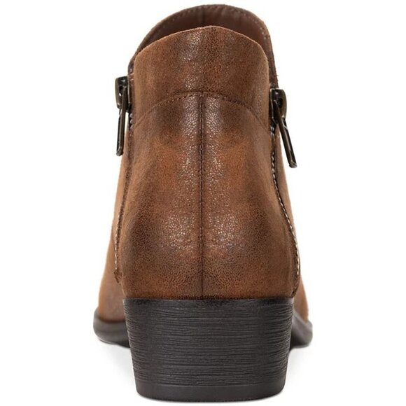 Sun + Stone Adelinee Double Zip Ankle Booties Brown 10 Block Heel $98 - Picture 3 of 5